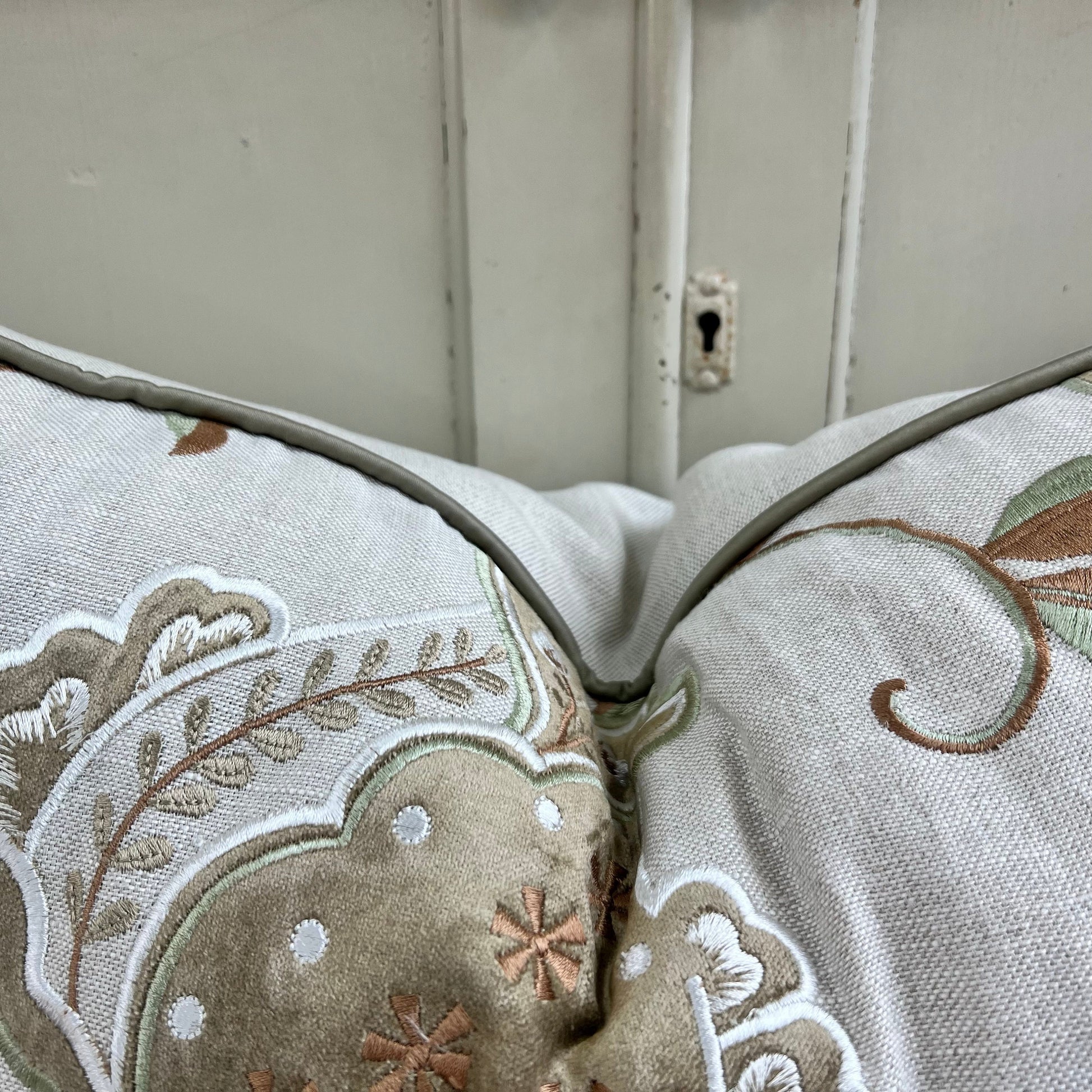 Luxury Designer Embroidered Sage Green Lumbar Cushion Throw Sofa Pillow Cover
