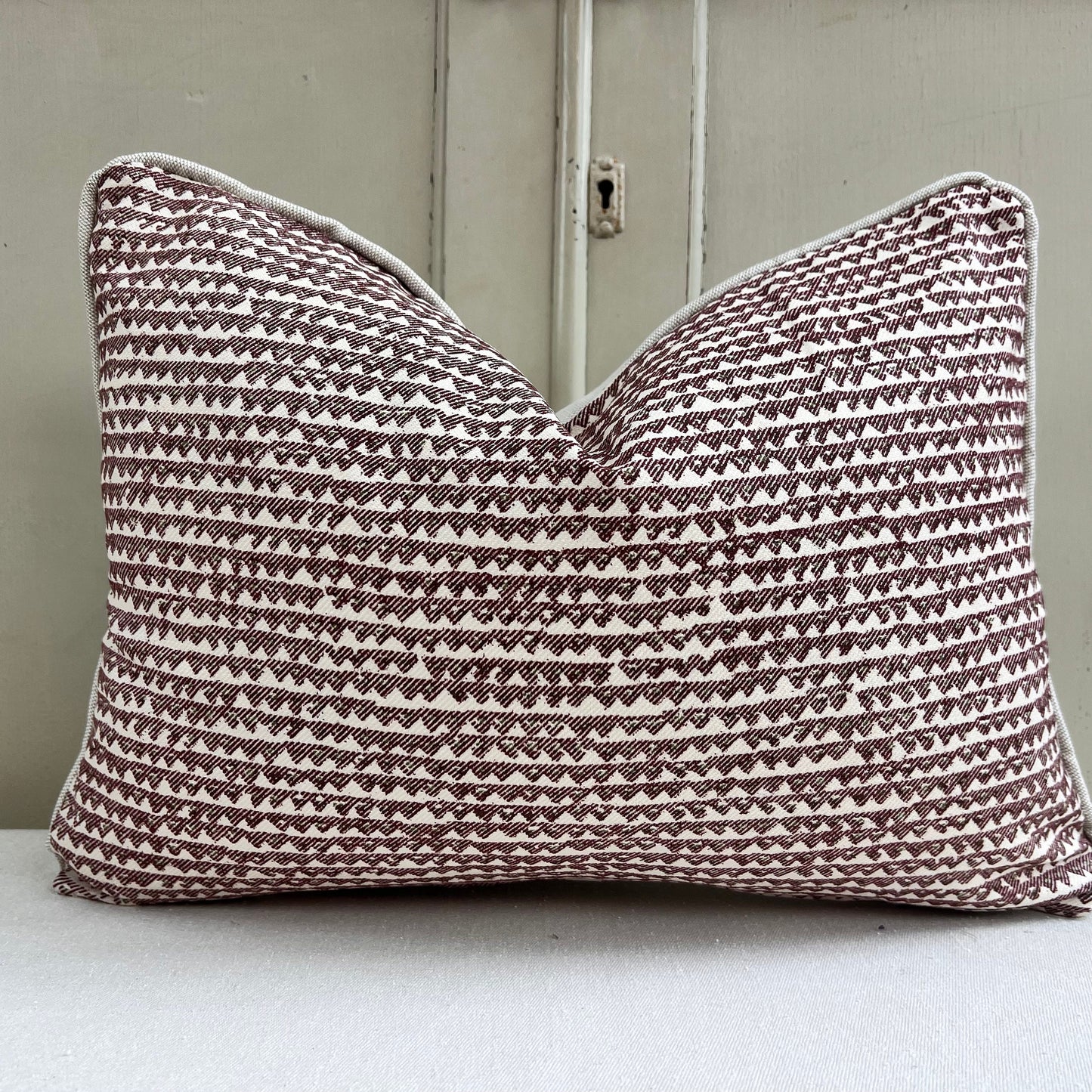 Cushions Made In Fermoie Mendip Burgundy Neutral Cotton Cushion Pillow Throw Cover