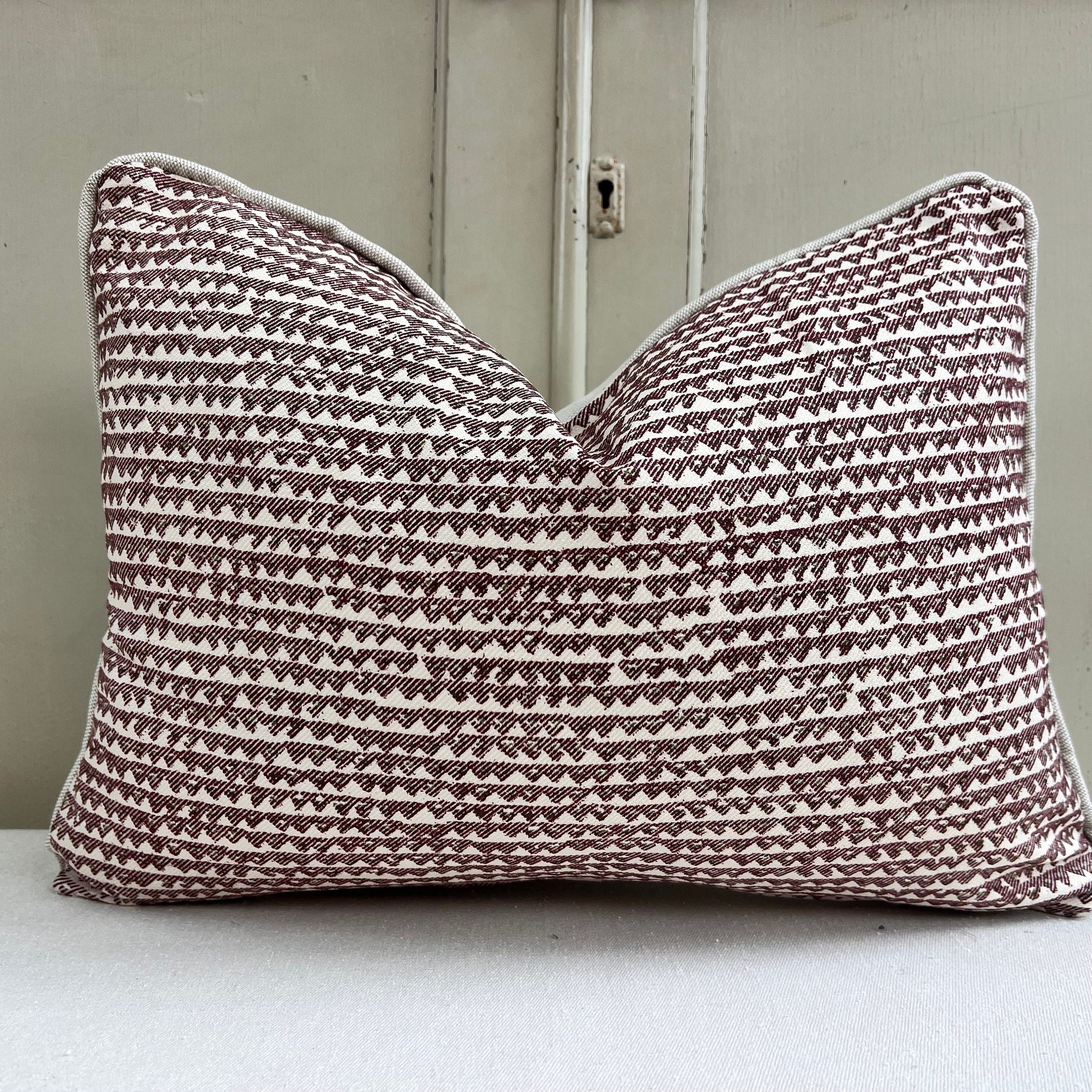 Cushions Made In Fermoie Mendip Burgundy Neutral Cotton Cushion Pillow Throw Cover