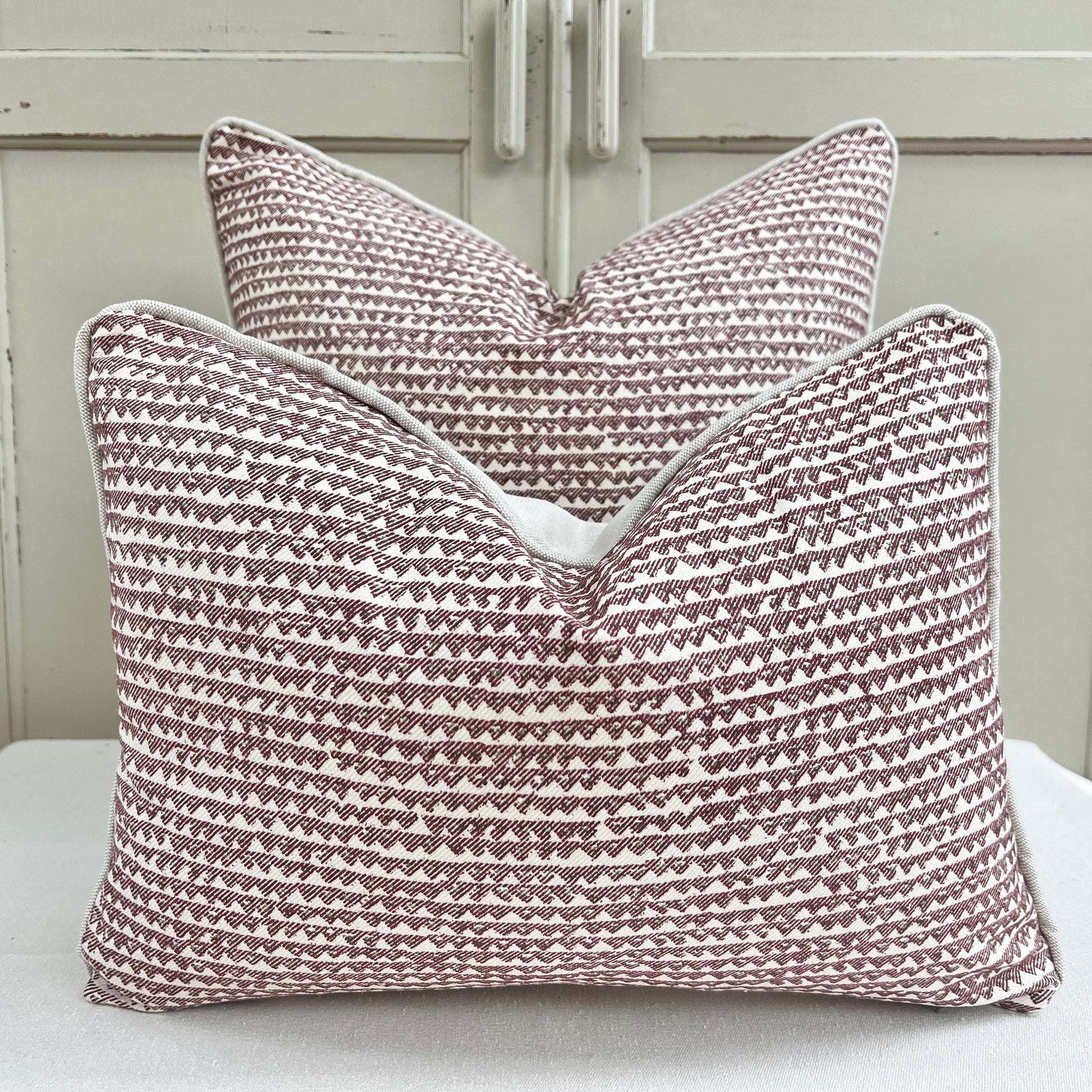 Cushions Made In Fermoie Mendip Burgundy Neutral Cotton Cushion Pillow Throw Cover