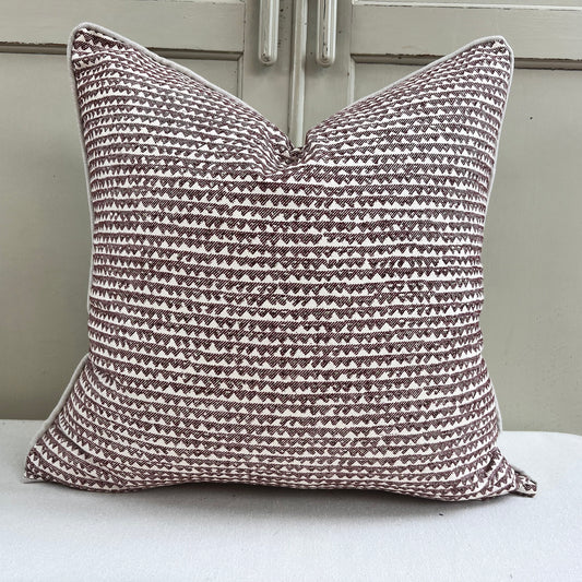 Cushions Made In Fermoie Mendip Burgundy Neutral Cotton Cushion Pillow Throw Cover