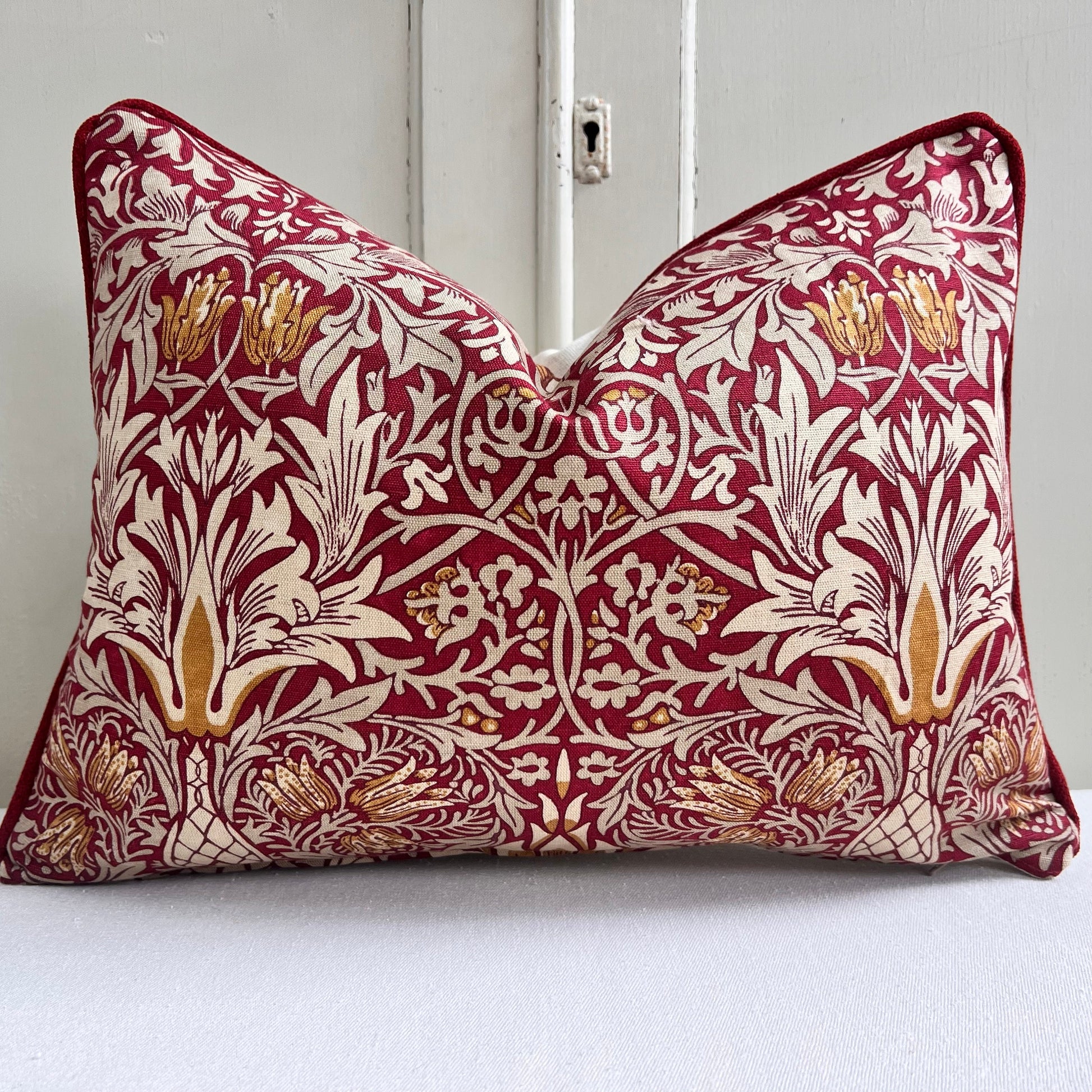 William Morris Snakeshead Red Claret Fabric Vintage Designer Cushion Pillow Cover