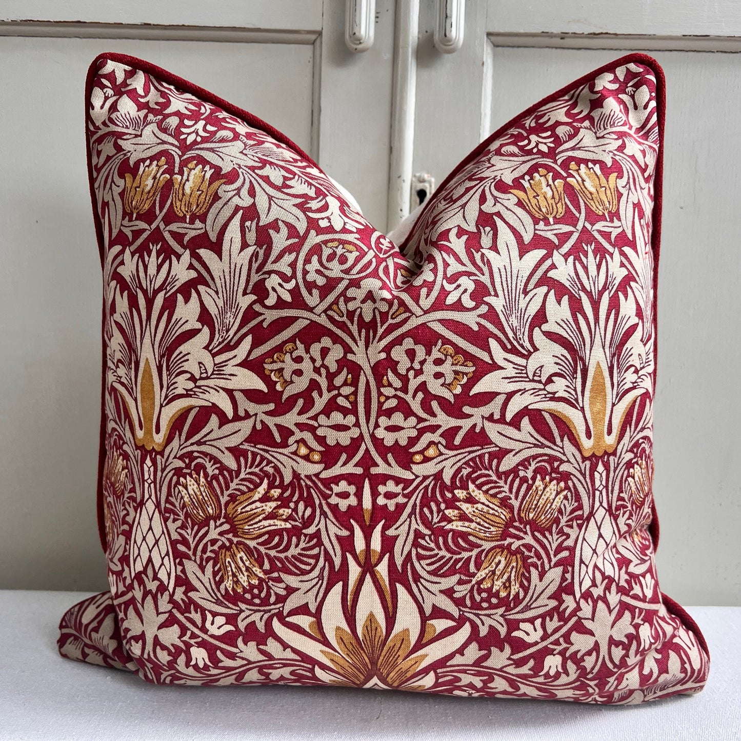 William Morris Snakeshead Red Claret Fabric Vintage Designer Cushion Pillow Cover