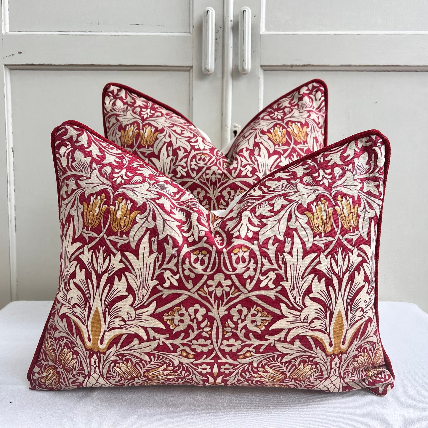 William Morris Snakeshead Red Claret Fabric Vintage Designer Cushion Pillow Cover