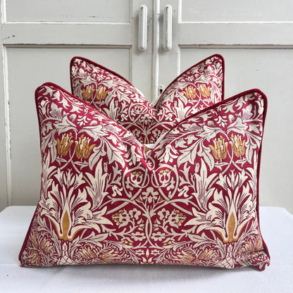 William Morris Snakeshead Red Claret Fabric Vintage Designer Cushion Pillow Cover