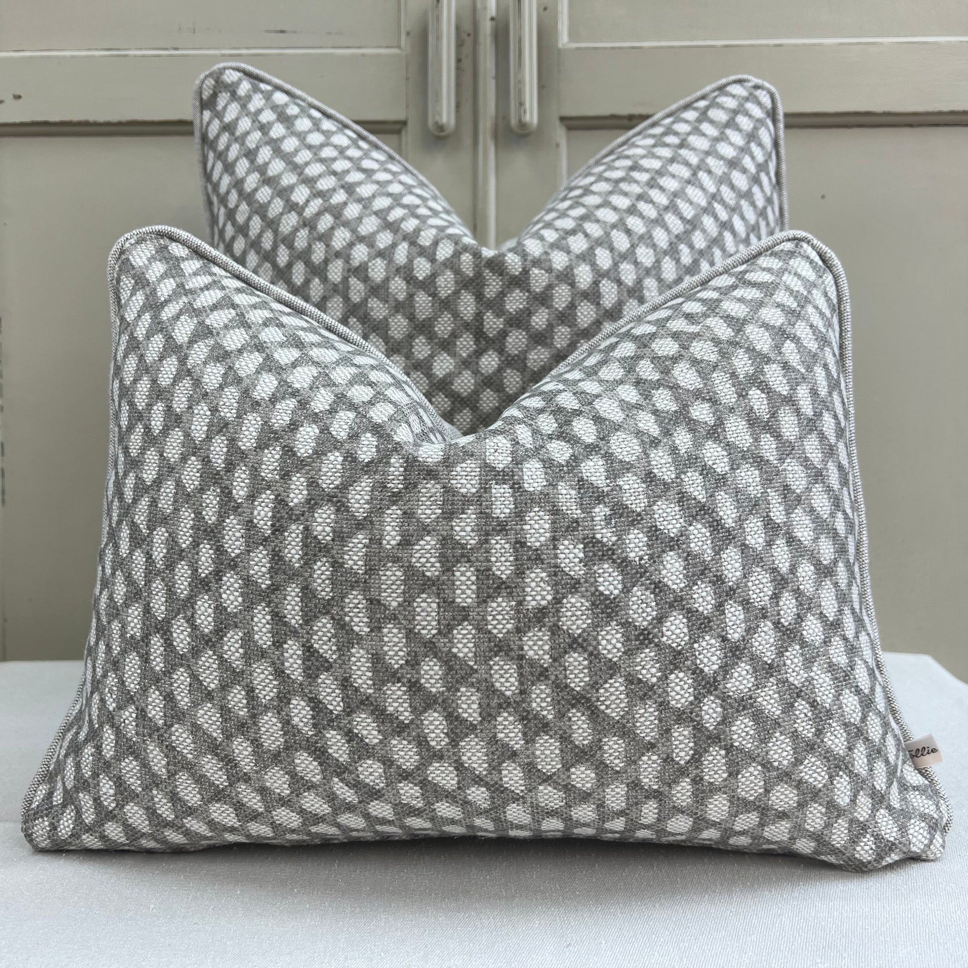 Fermoie Wicker Luxury Designer Decorative Grey Beige Linen Cushion Pillow Throw Cover