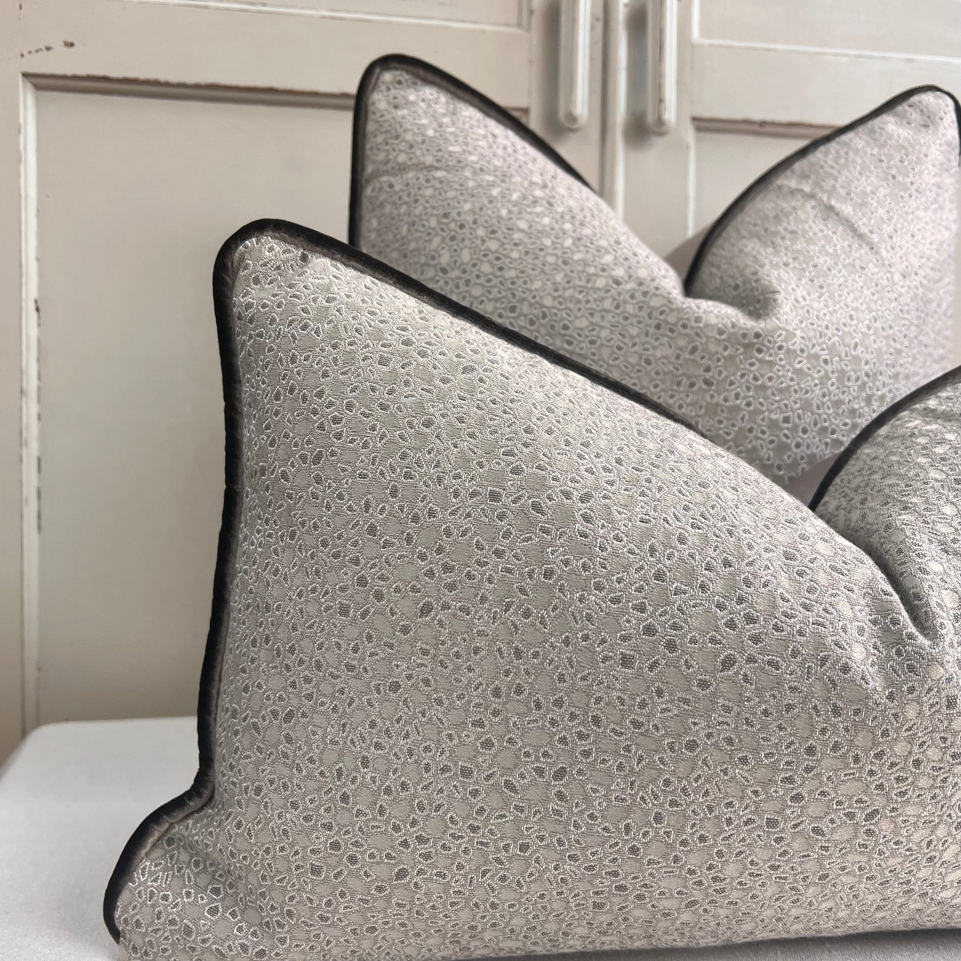 Luxury Designer Beige Taupe Spotted Contemporary Cushion Pillow Throw Cover