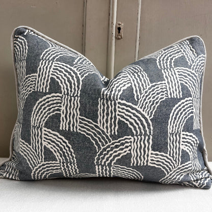 Cushion Made In Fermoie Fontana Luxury Designer Decorative Neutral Blue Cotton Cushion Pillow Throw Cover