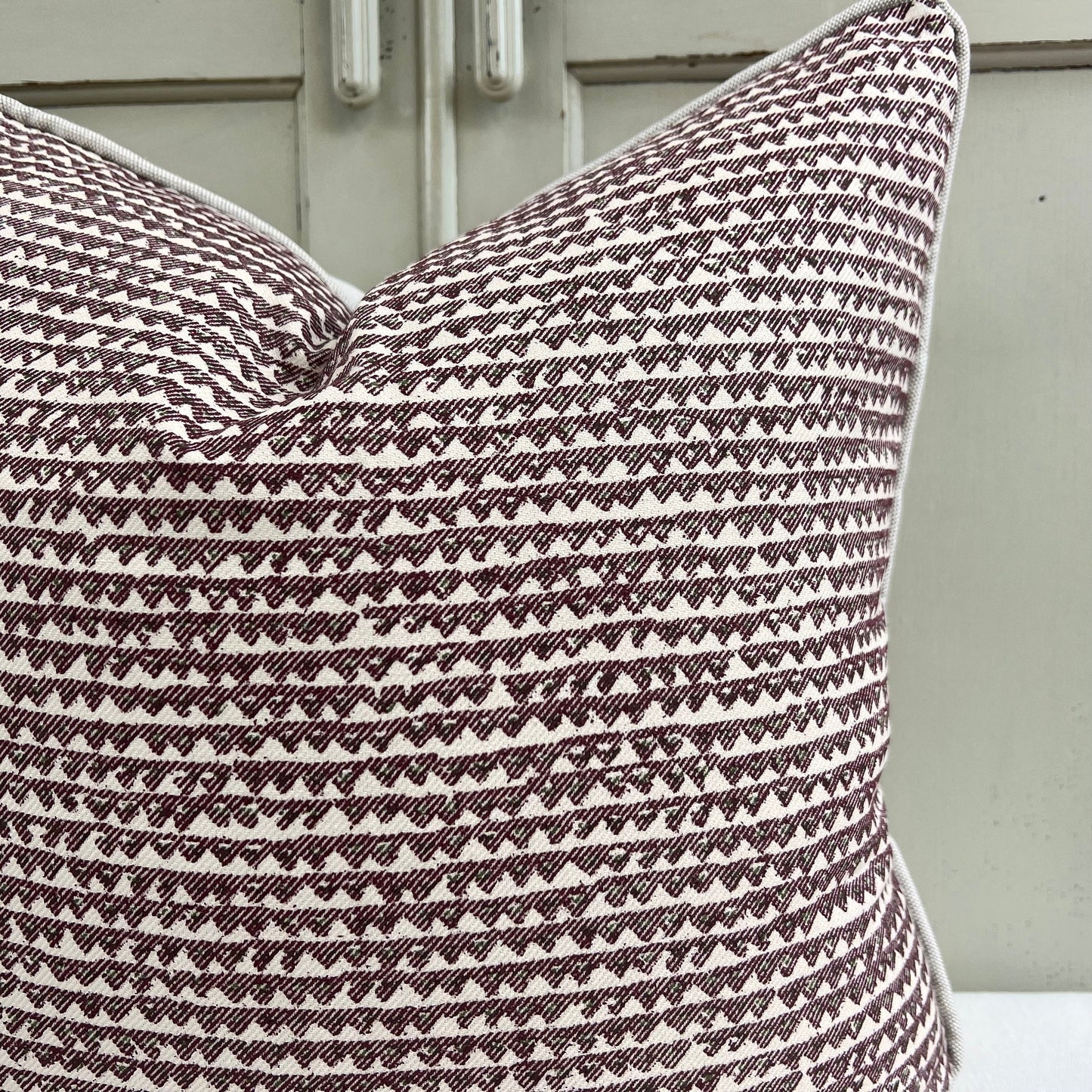 Cushions Made In Fermoie Mendip Burgundy Neutral Cotton Cushion Pillow Throw Cover