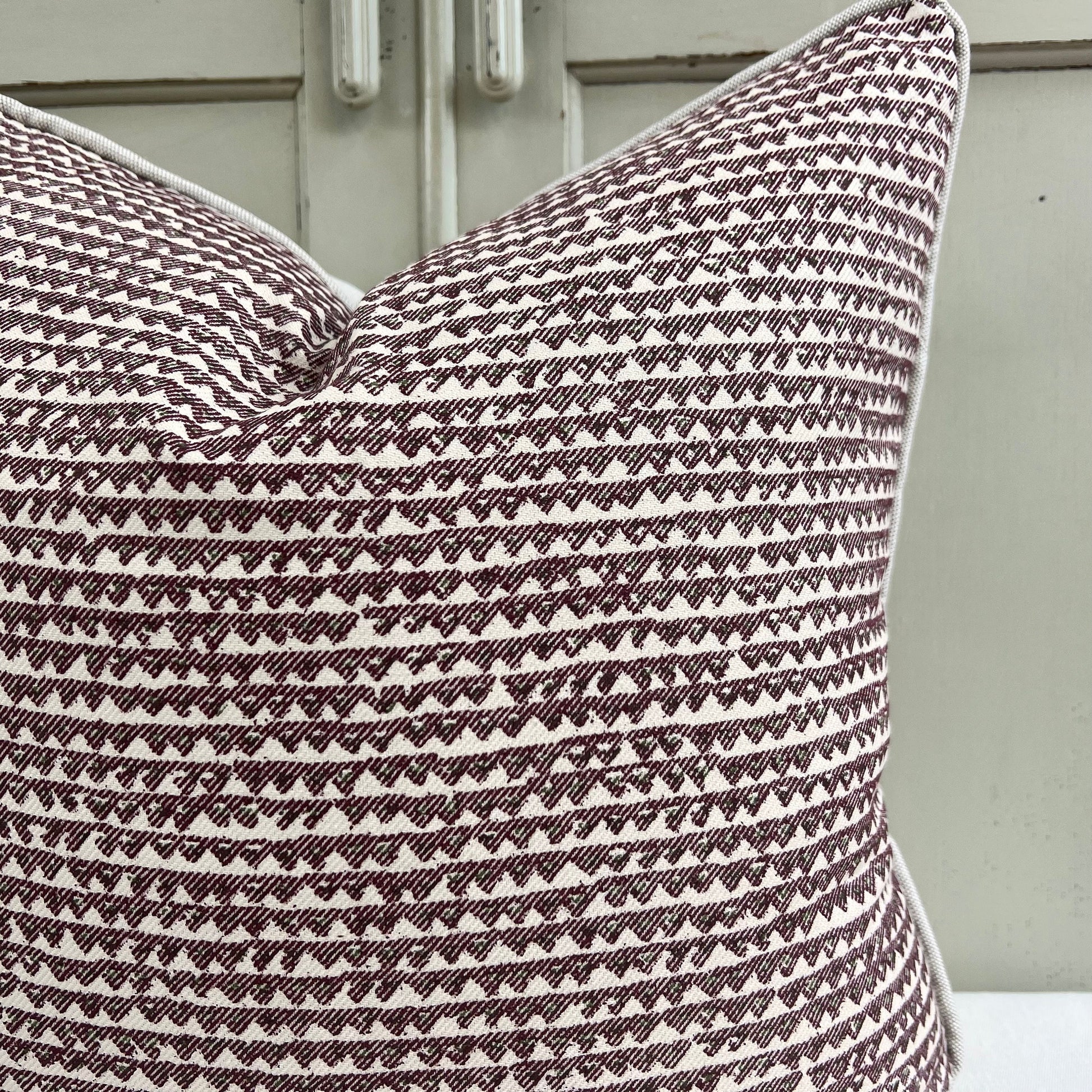 Cushions Made In Fermoie Mendip Burgundy Neutral Cotton Cushion Pillow Throw Cover