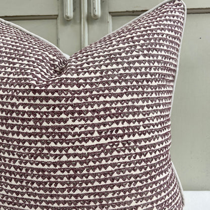 Cushions Made In Fermoie Mendip Burgundy Neutral Cotton Cushion Pillow Throw Cover