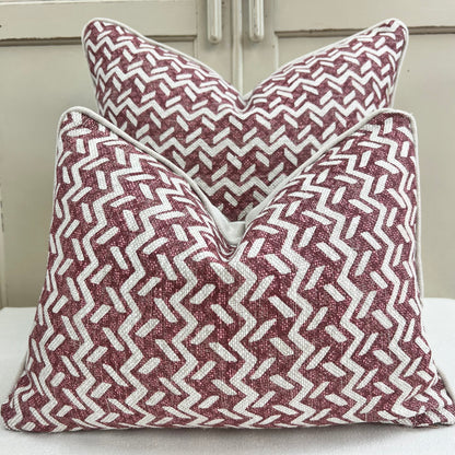 Cushions Made In Fermoie Chiltern Luxury Designer Decorative Neutral Burgundy Linen Cushion Pillow Throw Cover