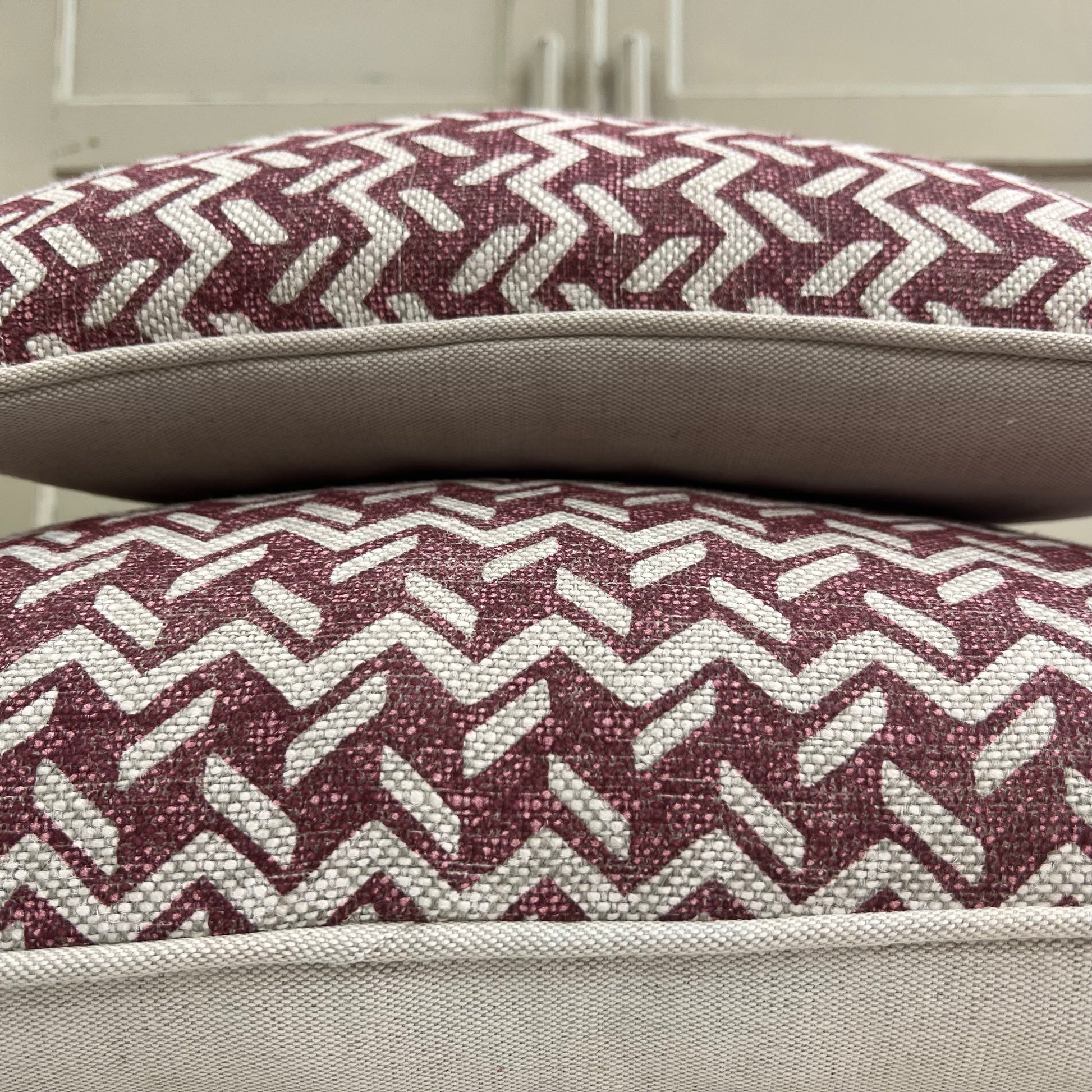 Cushions Made In Fermoie Chiltern Luxury Designer Decorative Neutral Burgundy Linen Cushion Pillow Throw Cover