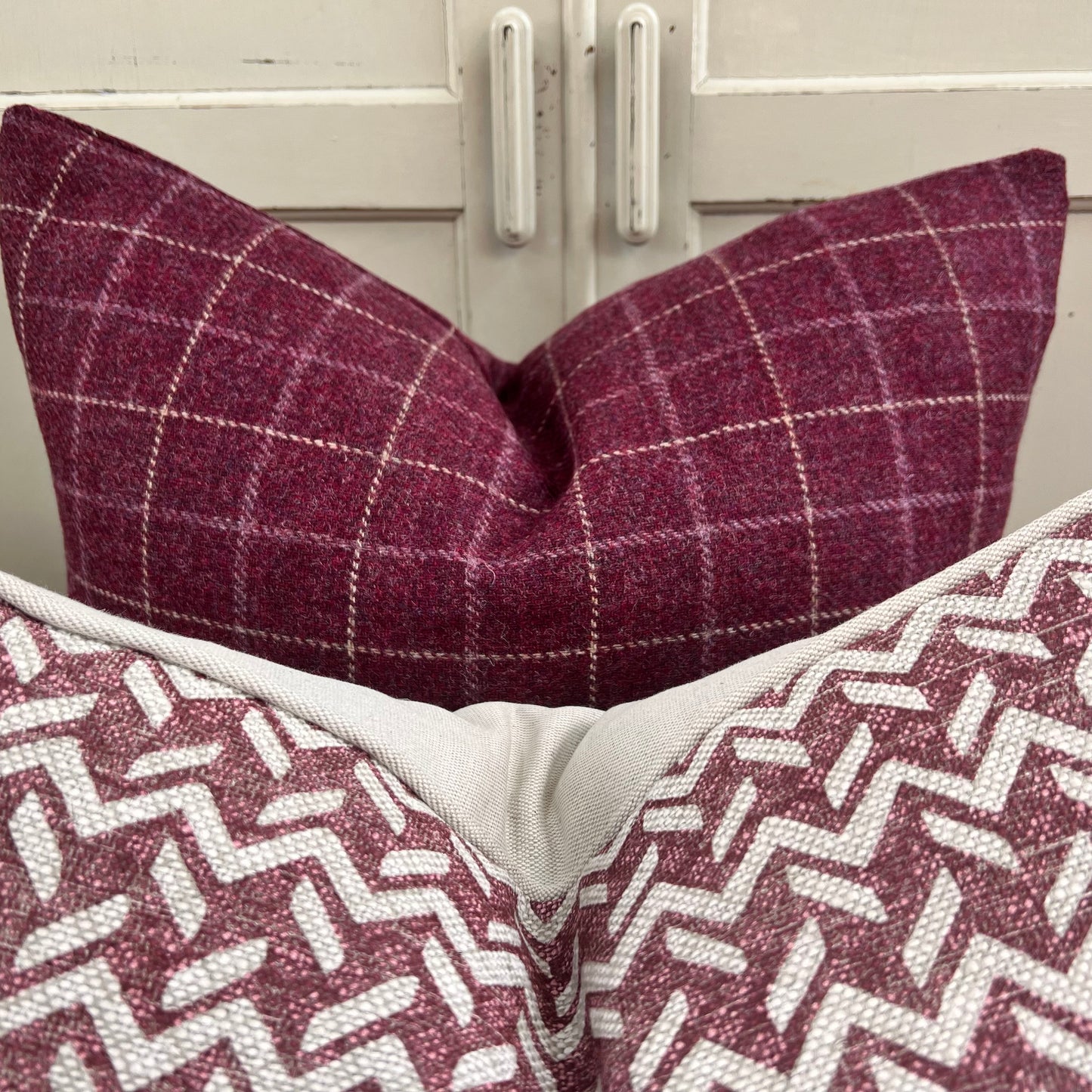 Cushions Made In Fermoie Chiltern Luxury Designer Decorative Neutral Burgundy Linen Cushion Pillow Throw Cover