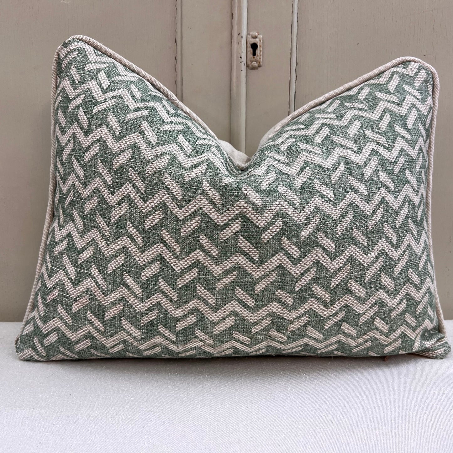 Cushions Made In Fermoie Chiltern Luxury Designer Decorative Neutral Green Linen Cushion Pillow Throw Cover