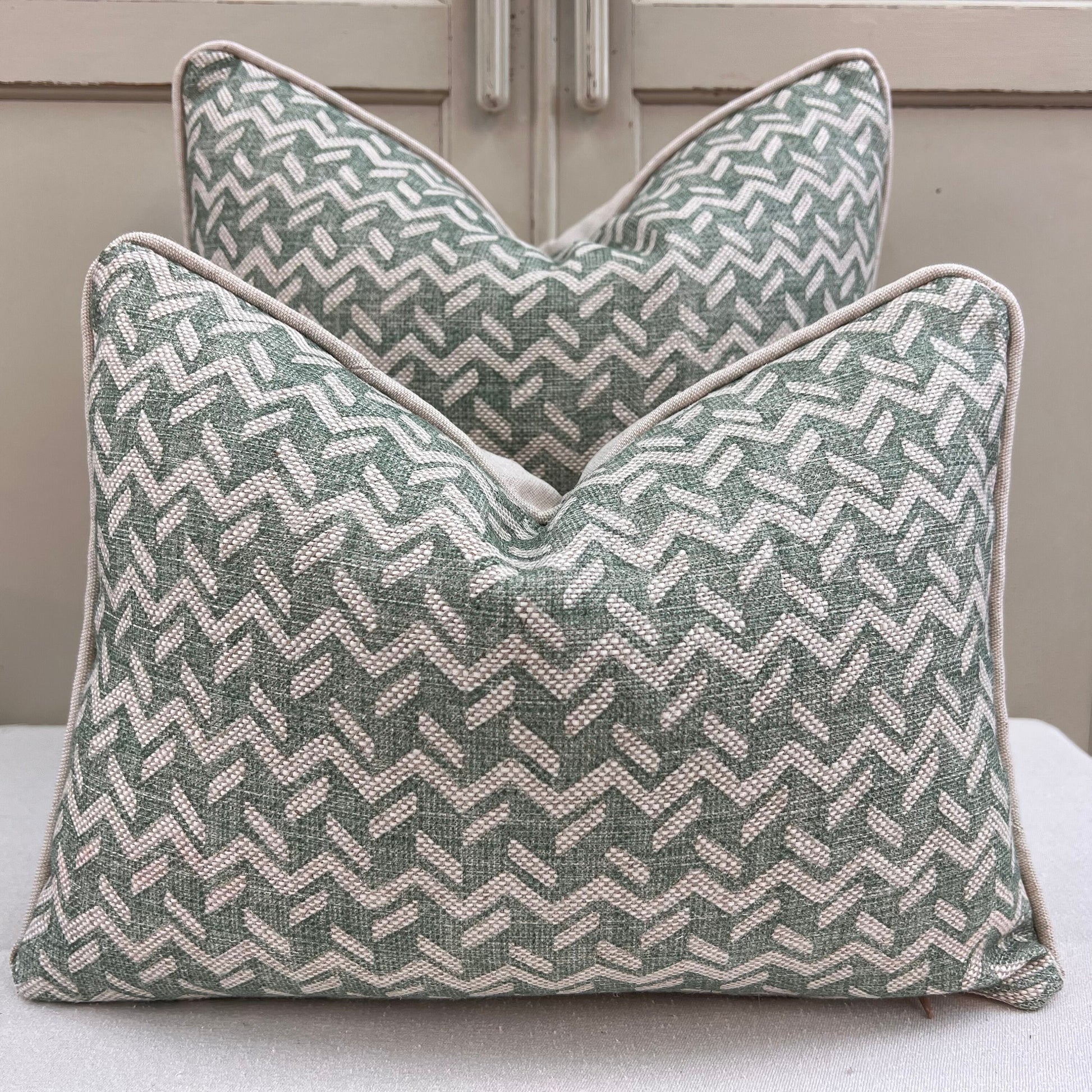 Cushions Made In Fermoie Chiltern Luxury Designer Decorative Neutral Green Linen Cushion Pillow Throw Cover