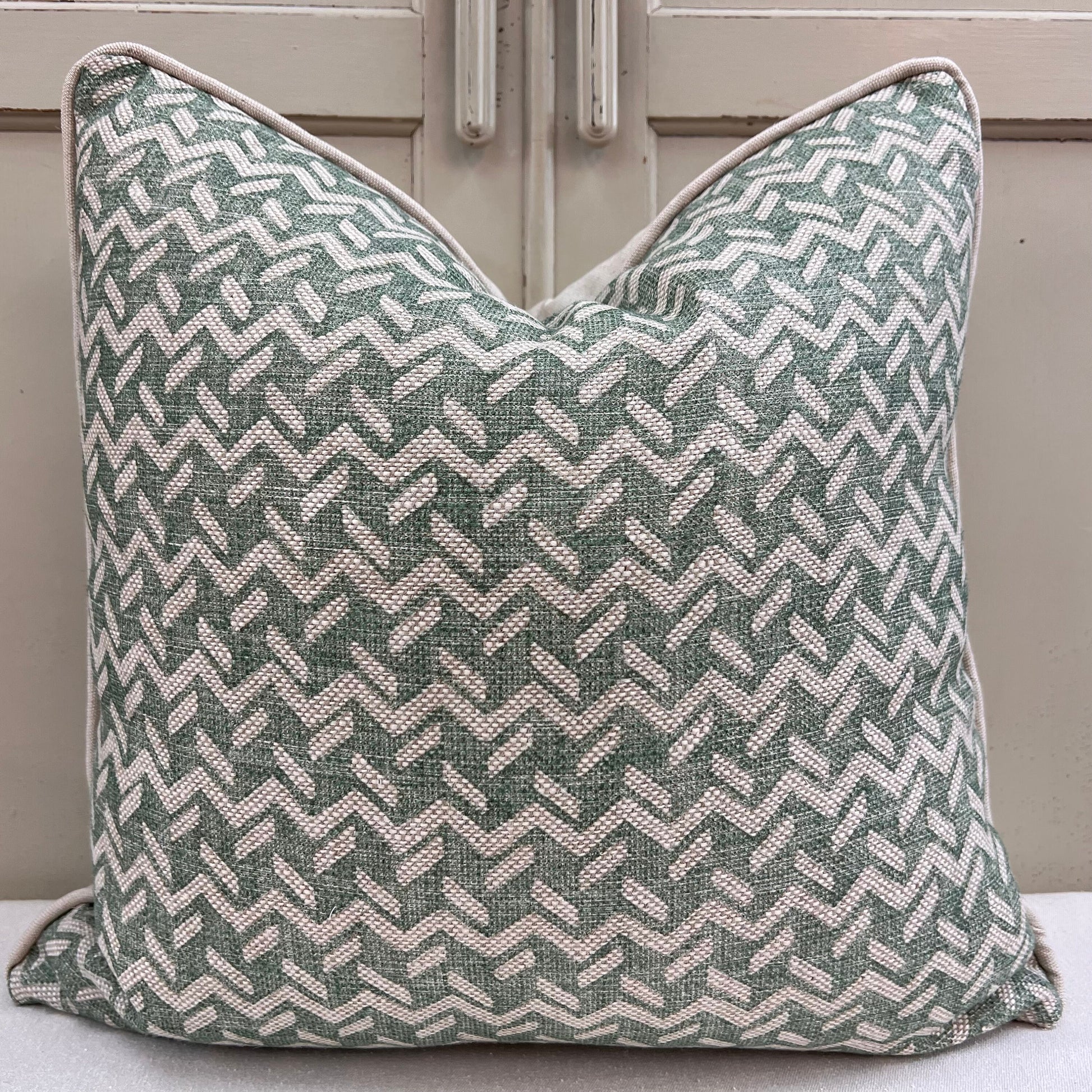 Cushions Made In Fermoie Chiltern Luxury Designer Decorative Neutral Green Linen Cushion Pillow Throw Cover