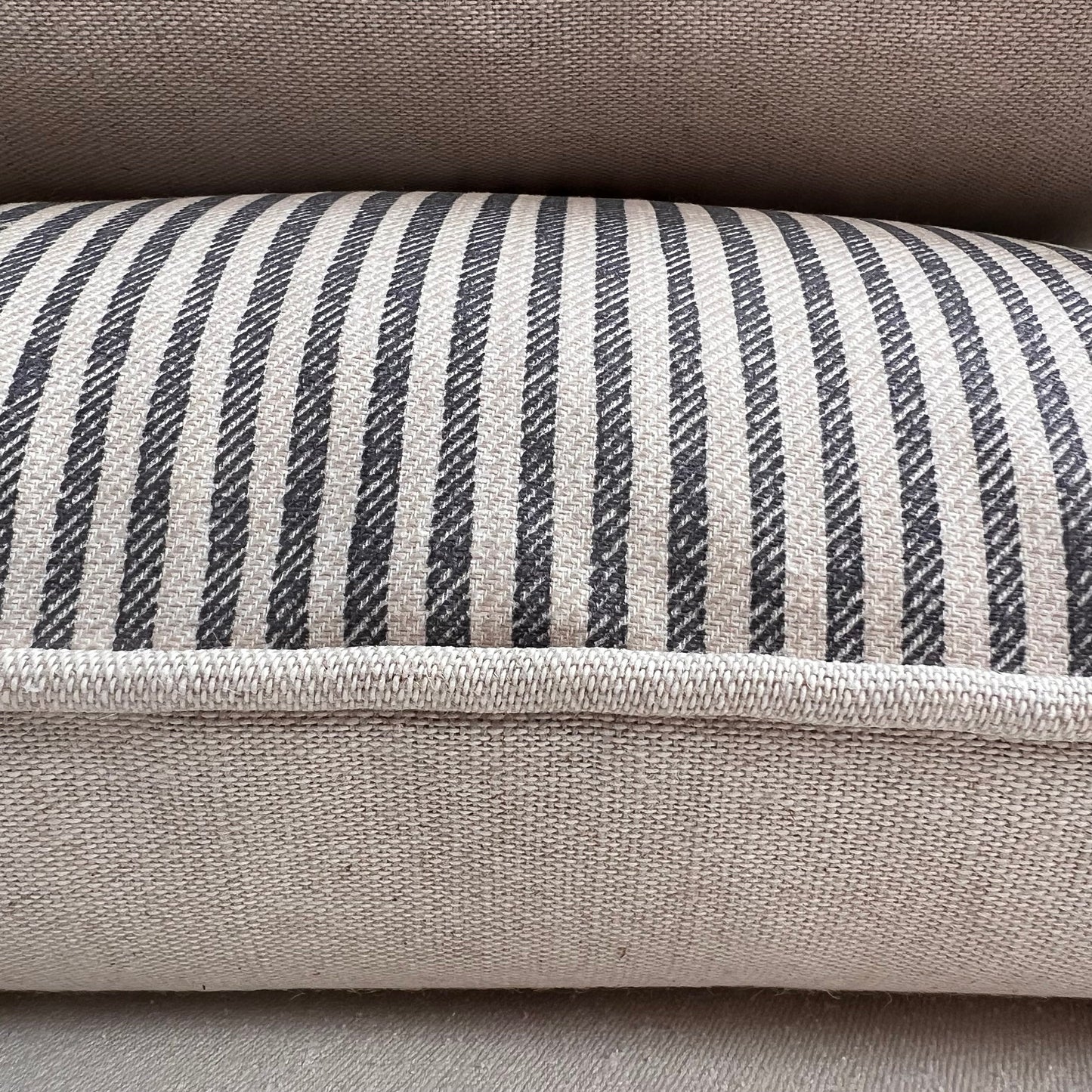 Cushions Made In Fermoie Luxury Designer Hertford Stripe Grey Neutral Cotton Cushion Pillow Throw Cover