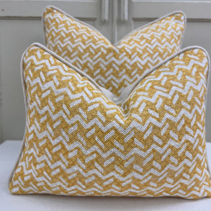 Cushions Made In Fermoie Chiltern Luxury Designer Decorative Neutral Yellow Linen Cushion Pillow Throw Cover
