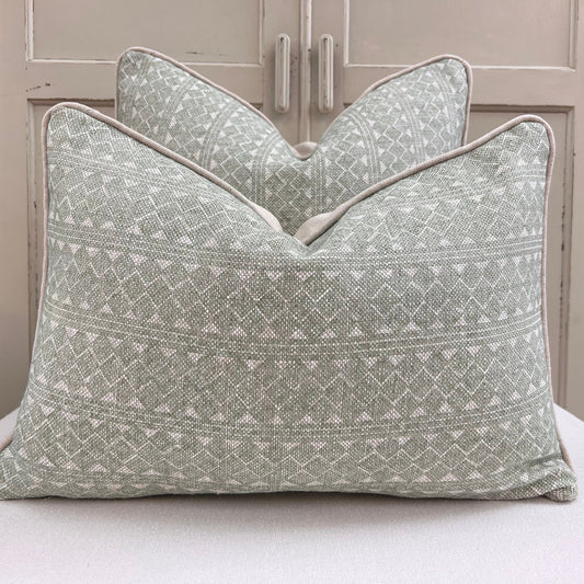 Cushions Made In Fermoie Quantock Luxury Designer Decorative Neutral Pale Green Linen Cushion Pillow Throw Cover