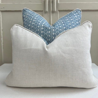 Cushion made in Fermoie Quantock Luxury Designer Decorative Neutral Blue Linen Cushion Pillow Throw Cover