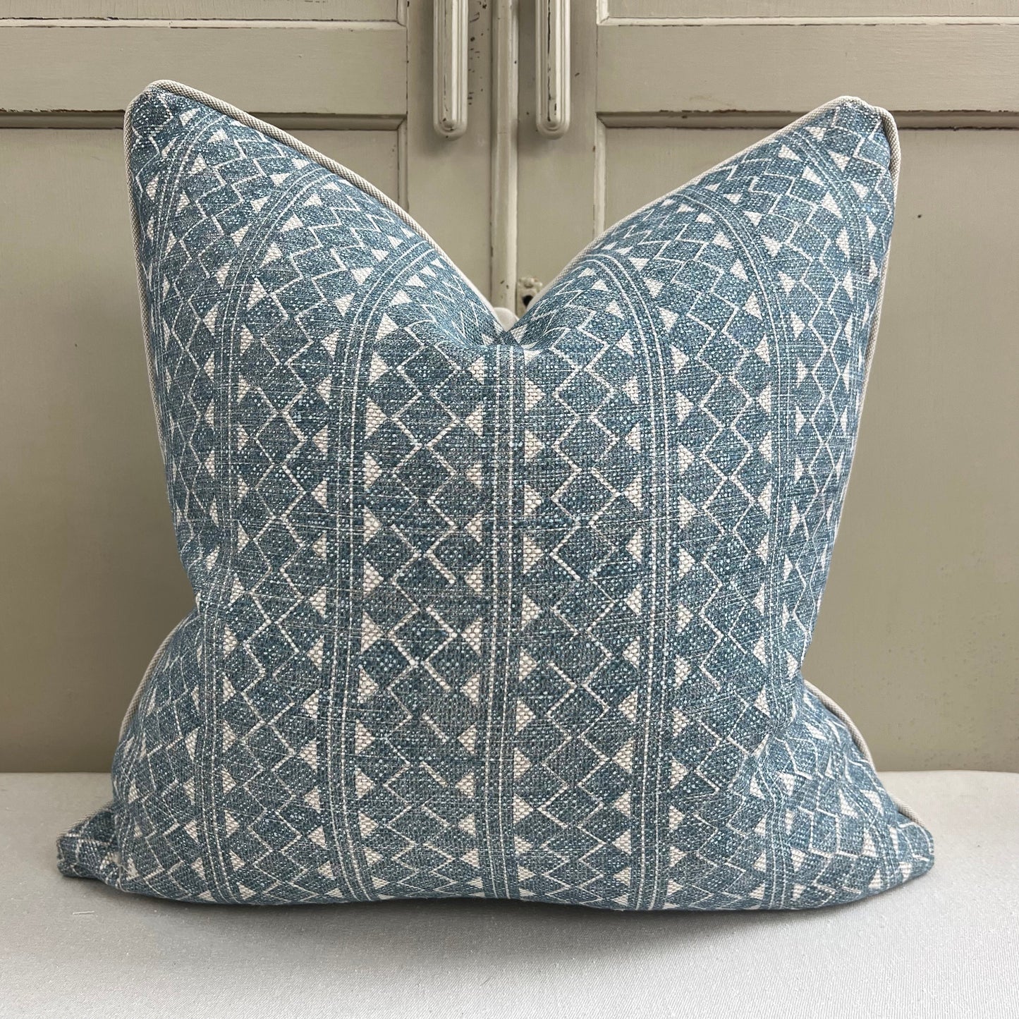 Cushion made in Fermoie Quantock Luxury Designer Decorative Neutral Blue Linen Cushion Pillow Throw Cover