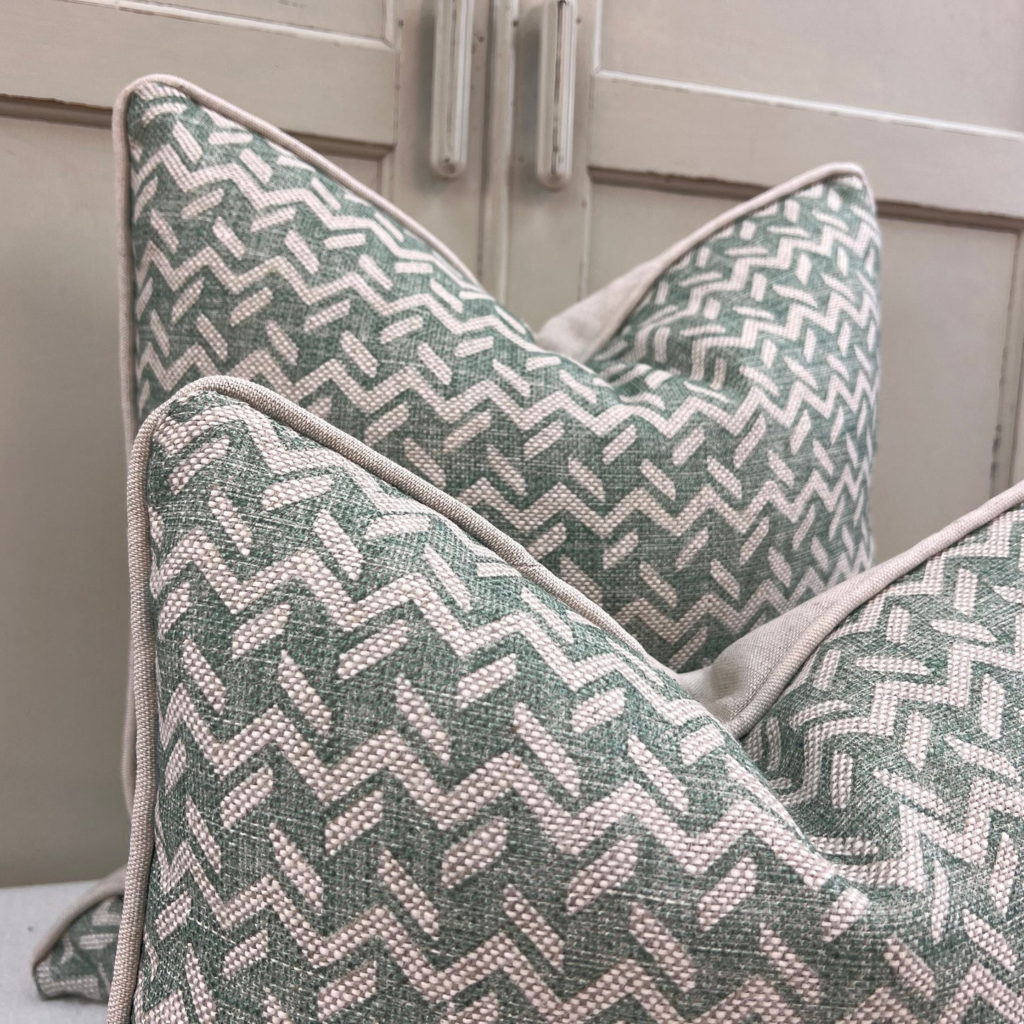 Cushions Made In Fermoie Chiltern Luxury Designer Decorative Neutral Green Linen Cushion Pillow Throw Cover