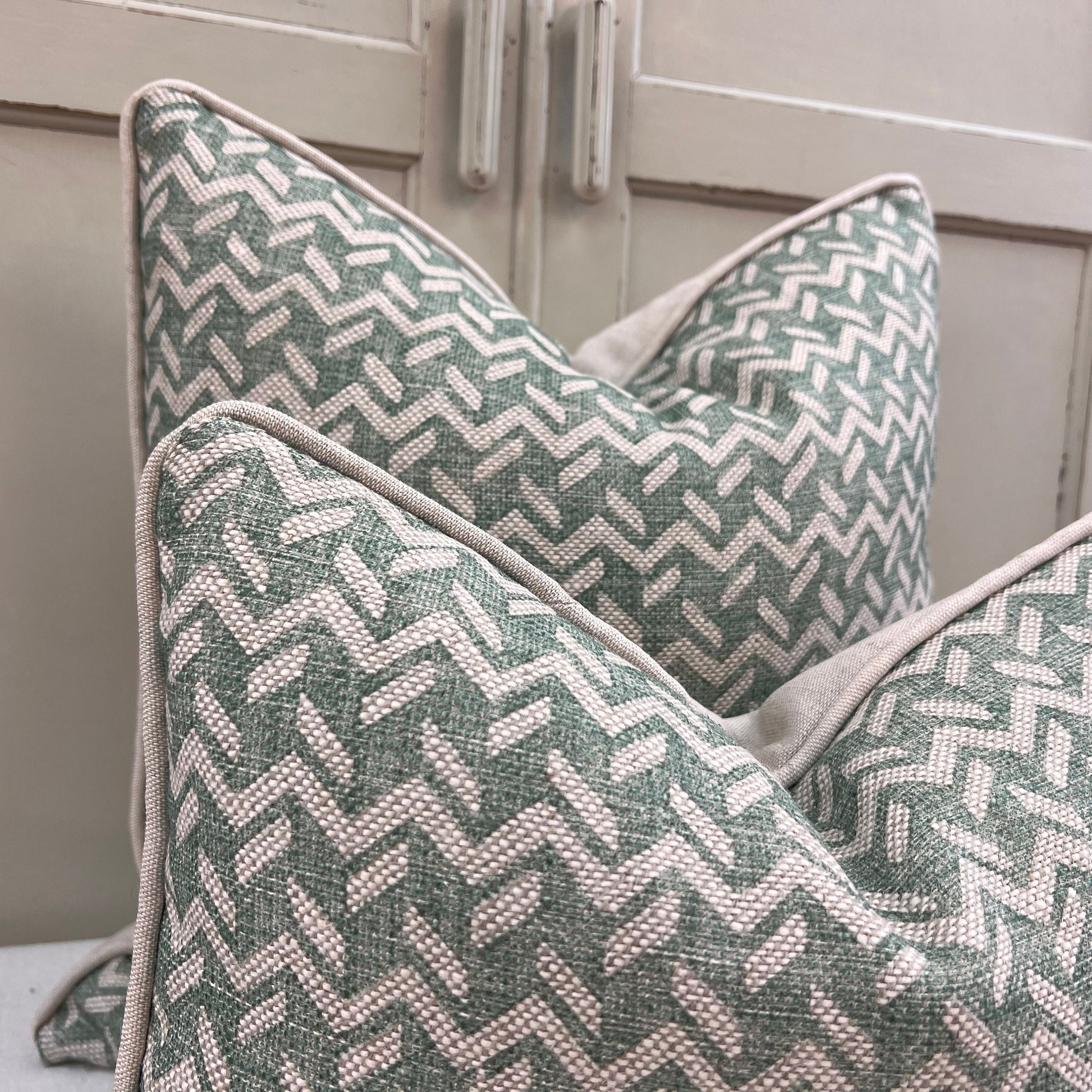 Cushions Made In Fermoie Chiltern Luxury Designer Decorative Neutral Green Linen Cushion Pillow Throw Cover