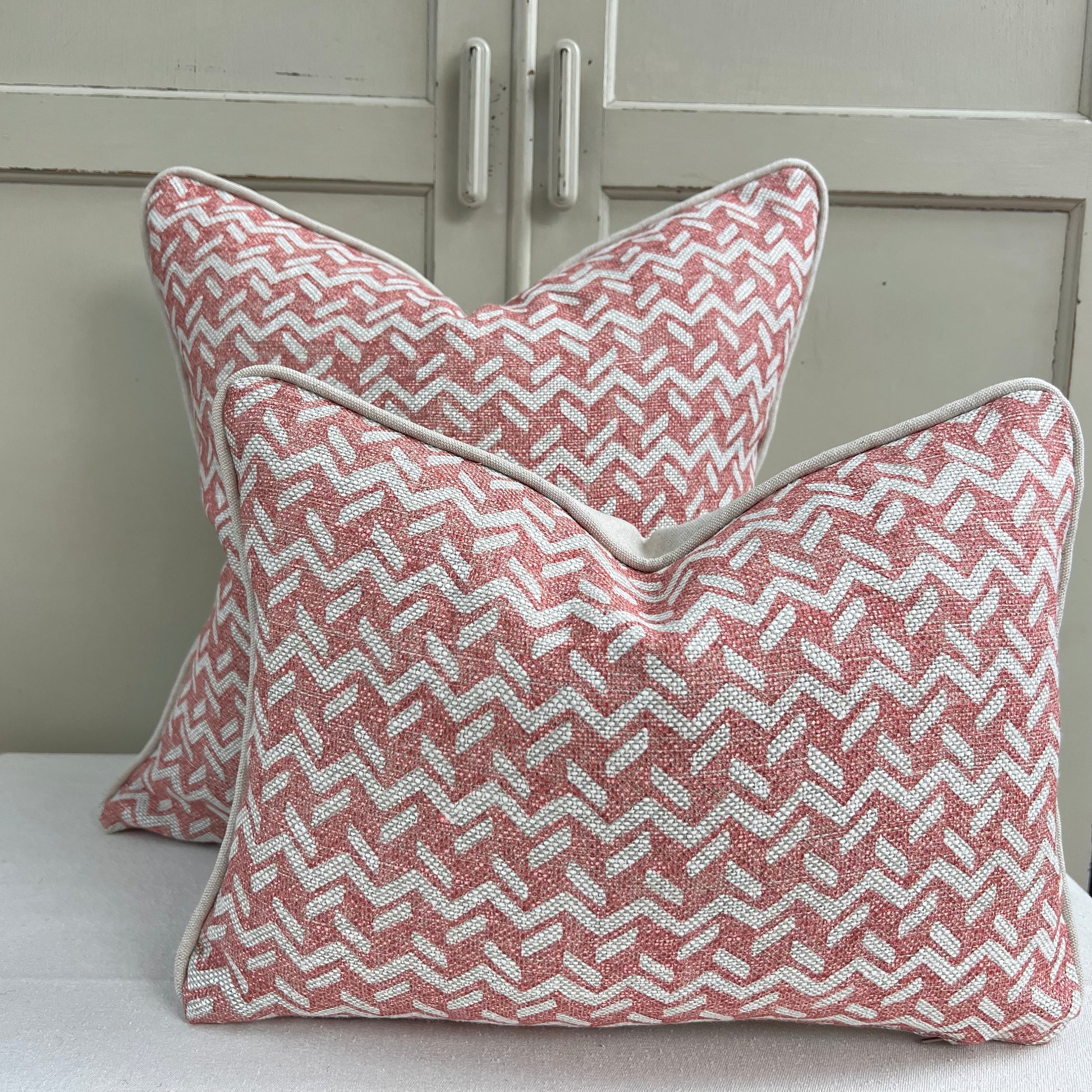Fermoie Chiltern Luxury Designer Decorative Neutral Pink Linen Cushion Pillow Throw Cover