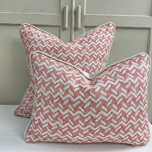 Fermoie Chiltern Luxury Designer Decorative Neutral Pink Linen Cushion Pillow Throw Cover