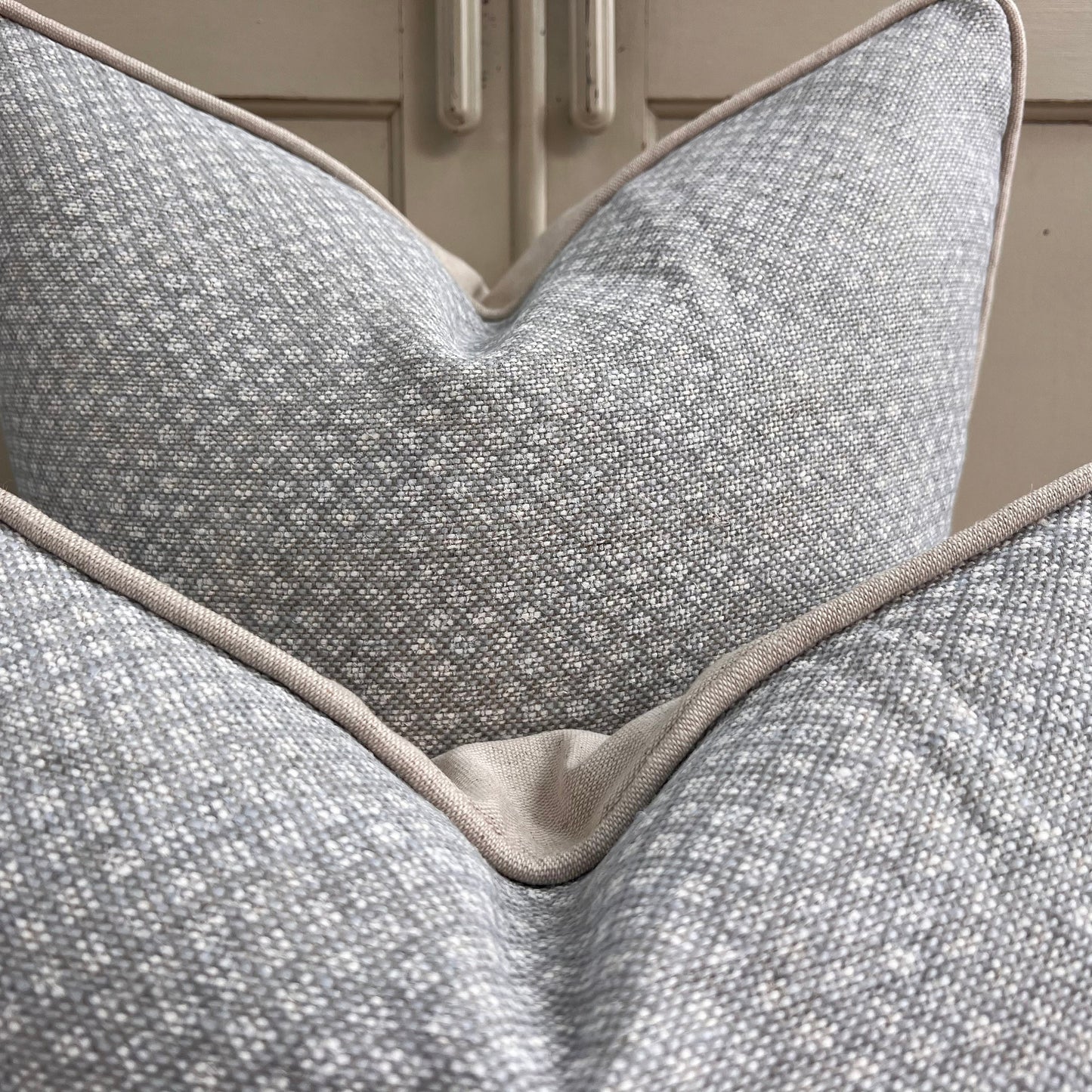 Cushions Made In Fermoie Figured Luxury Designer Decorative Pale Grey Linen Cushion Pillow Throw Cover