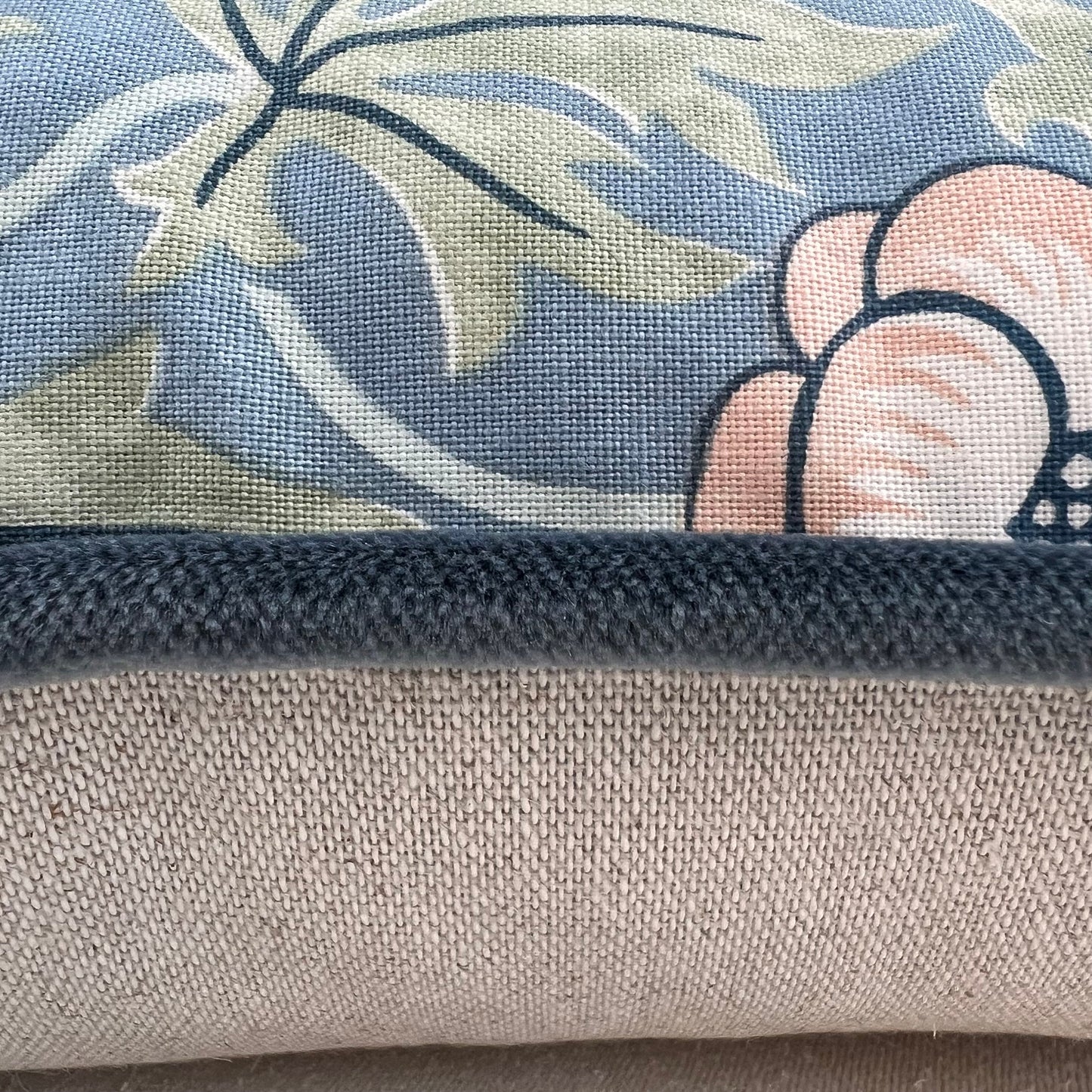 William Morris Fabric Cushion Cover Strawberry Thief Slate Blue Designer Sofa Throw Pillow