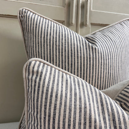 Cushions Made In Fermoie Luxury Designer Hertford Stripe Grey Neutral Cotton Cushion Pillow Throw Cover