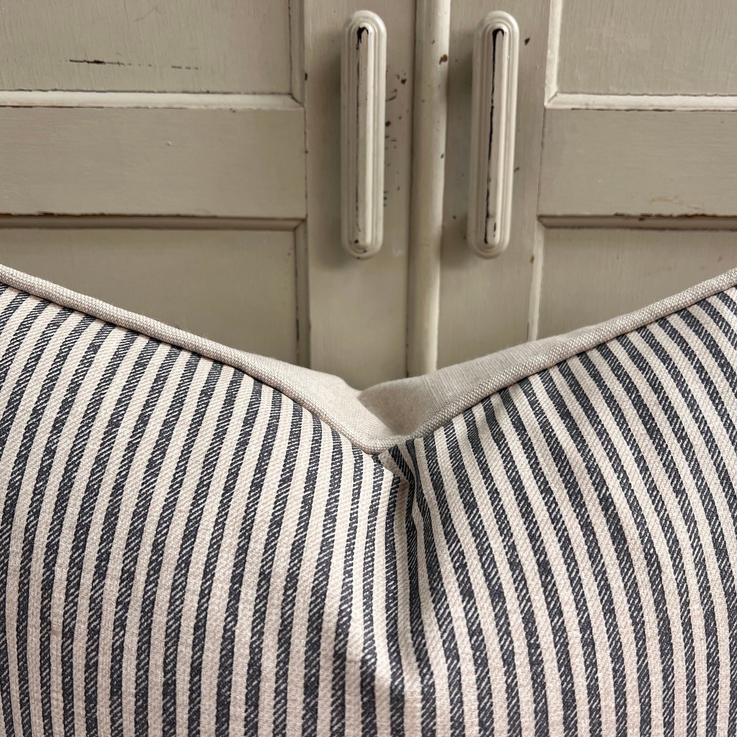 Cushions Made In Fermoie Luxury Designer Hertford Stripe Grey Neutral Cotton Cushion Pillow Throw Cover