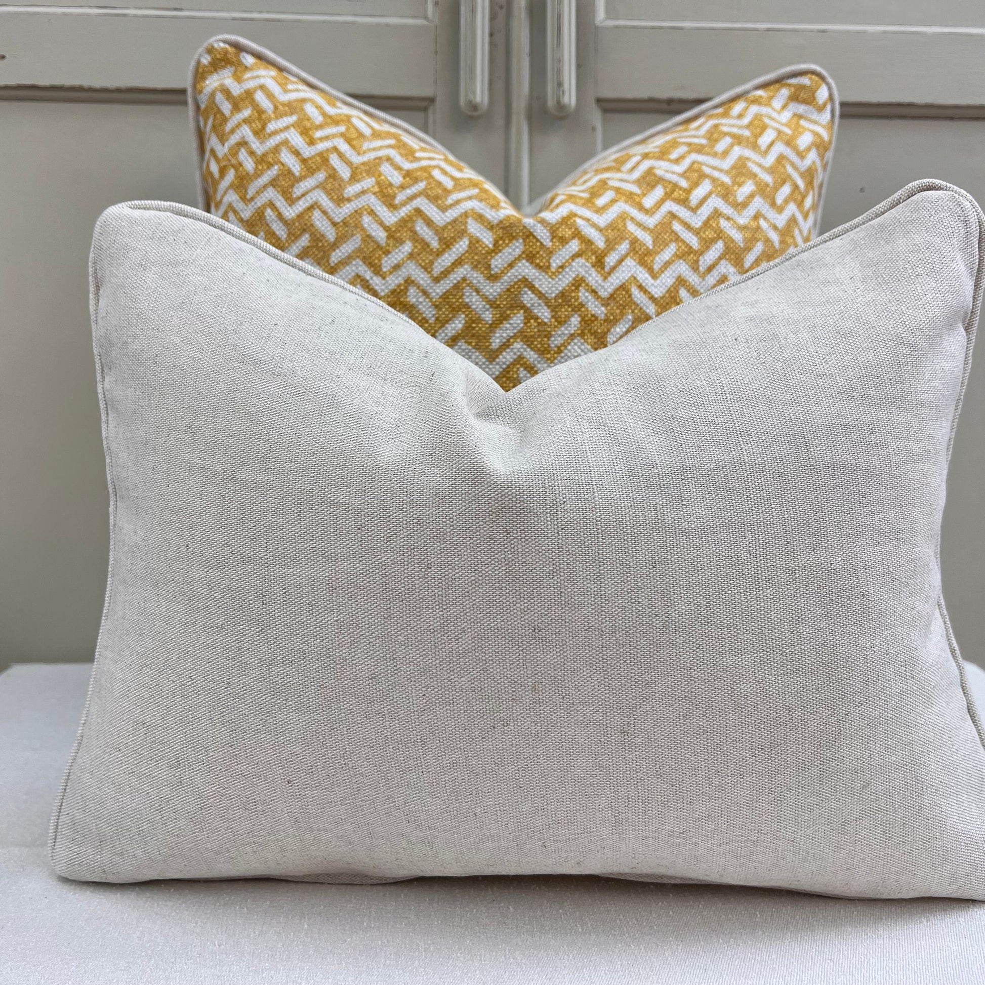 Cushions Made In Fermoie Chiltern Luxury Designer Decorative Neutral Yellow Linen Cushion Pillow Throw Cover