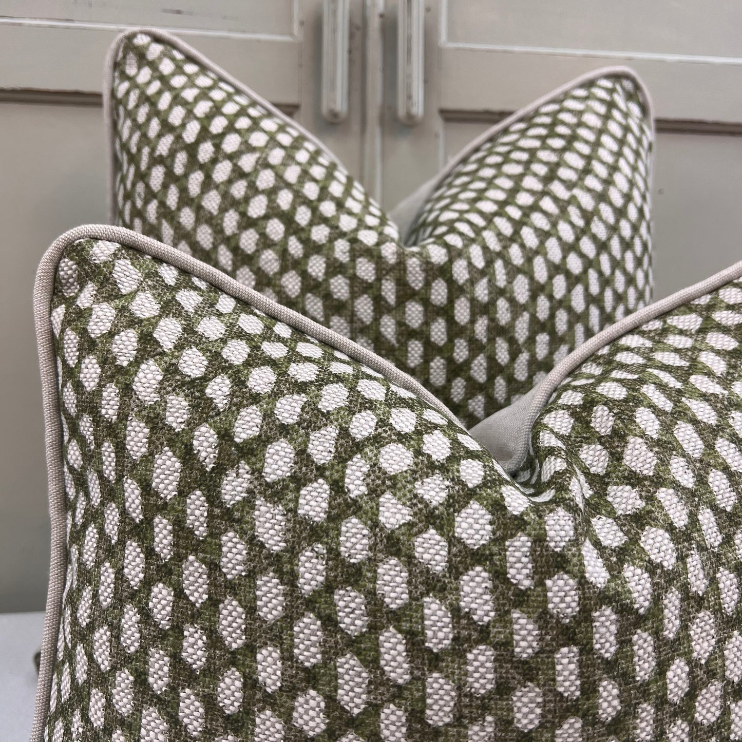 Fermoie Wicker Luxury Designer Decorative Olive Green Linen Cushion Pillow Throw Cover