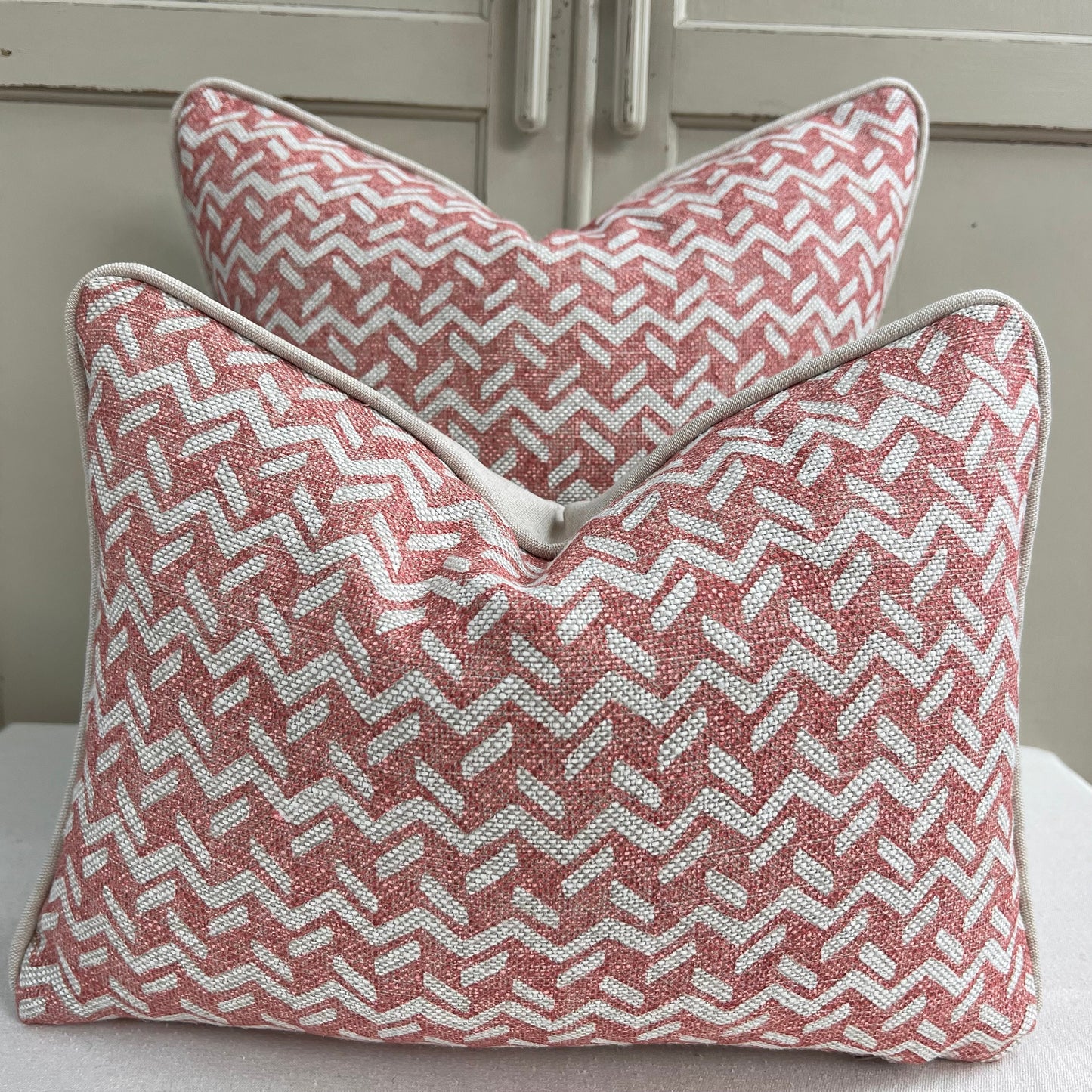 Fermoie Chiltern Luxury Designer Decorative Neutral Pink Linen Cushion Pillow Throw Cover