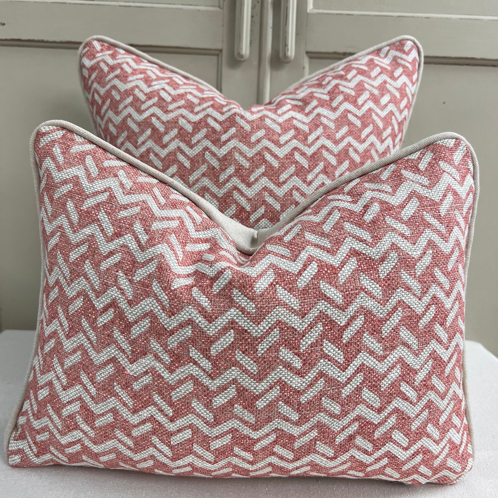Fermoie Chiltern Luxury Designer Decorative Neutral Pink Linen Cushion Pillow Throw Cover