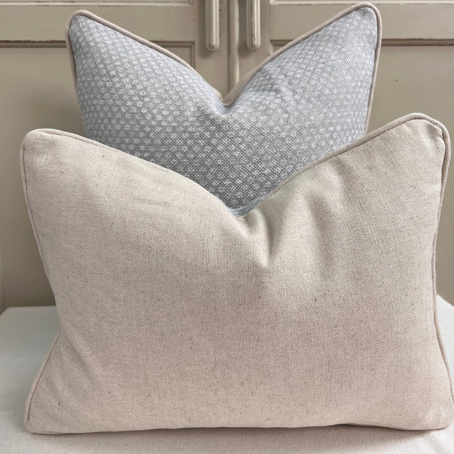 Cushions Made In Fermoie Figured Luxury Designer Decorative Pale Grey Linen Cushion Pillow Throw Cover