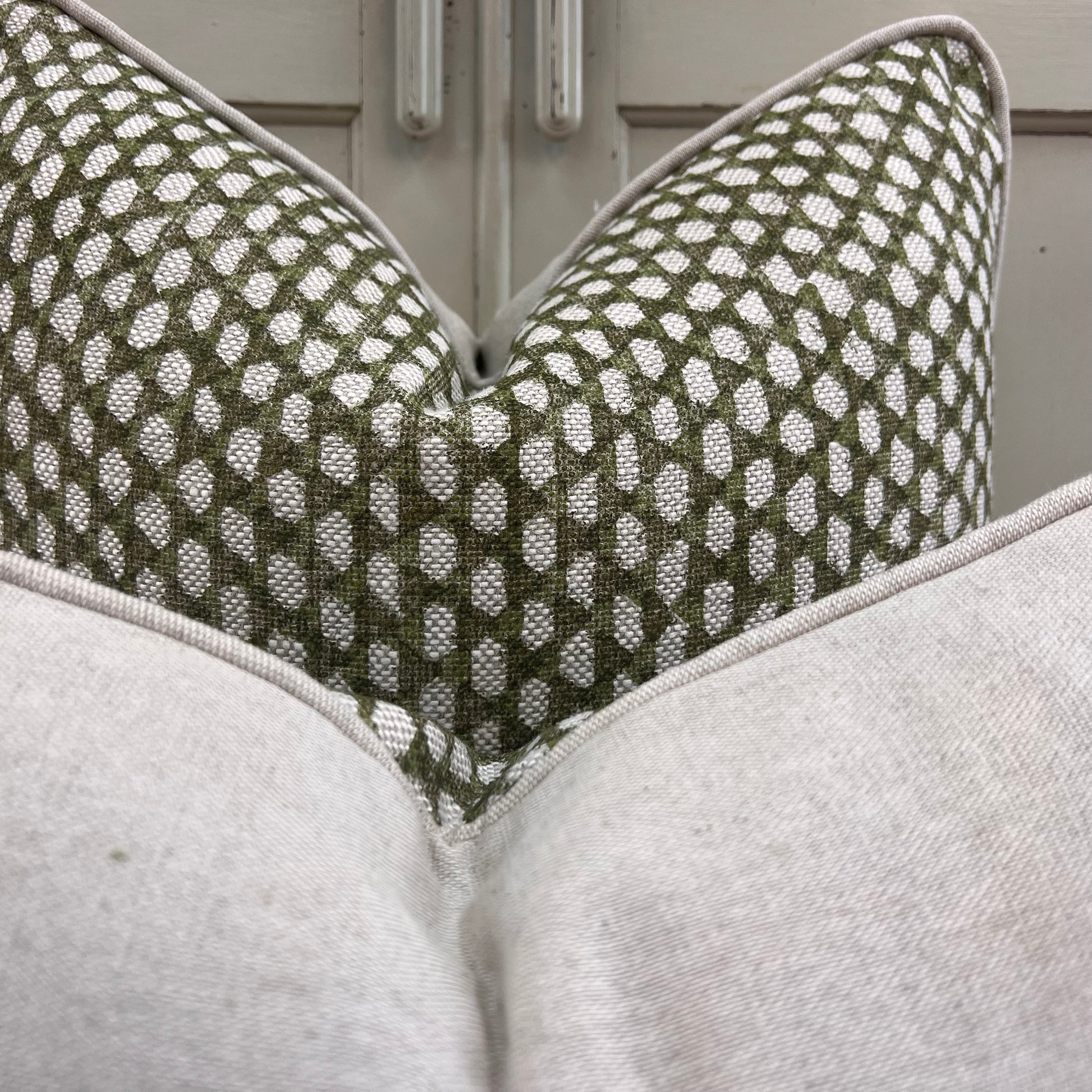 Fermoie Wicker Luxury Designer Decorative Olive Green Linen Cushion Pillow Throw Cover