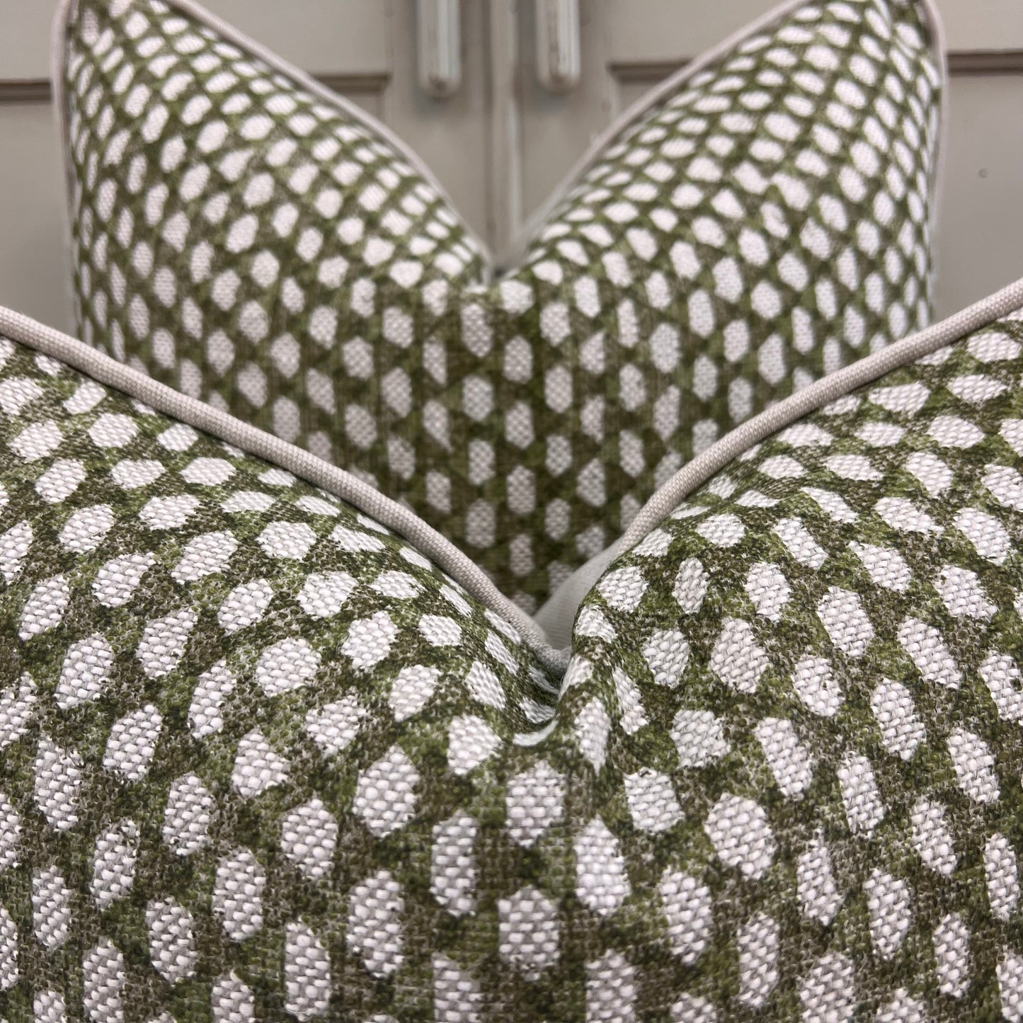 Fermoie Wicker Luxury Designer Decorative Olive Green Linen Cushion Pillow Throw Cover