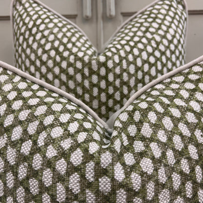 Fermoie Wicker Luxury Designer Decorative Olive Green Linen Cushion Pillow Throw Cover