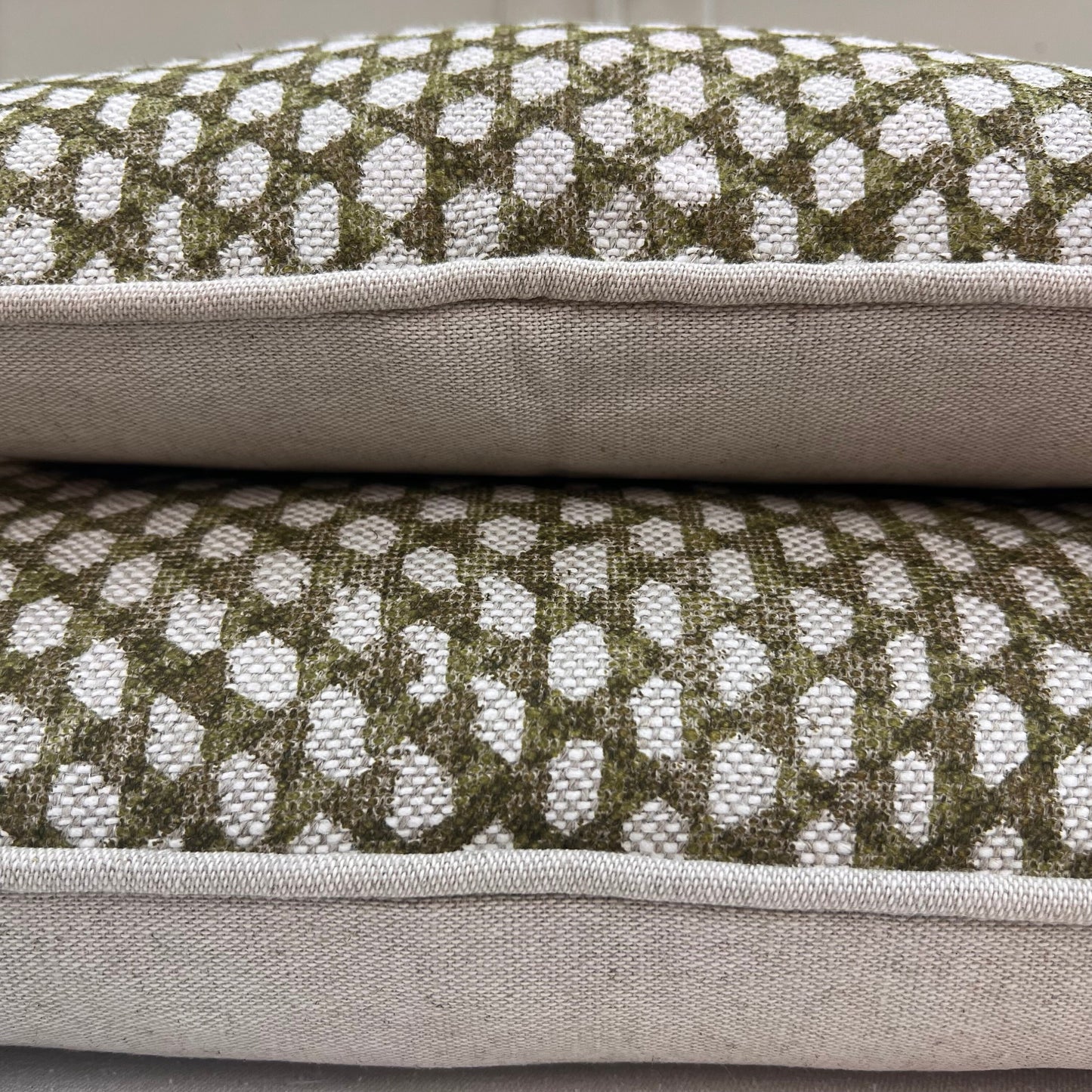 Fermoie Wicker Luxury Designer Decorative Olive Green Linen Cushion Pillow Throw Cover
