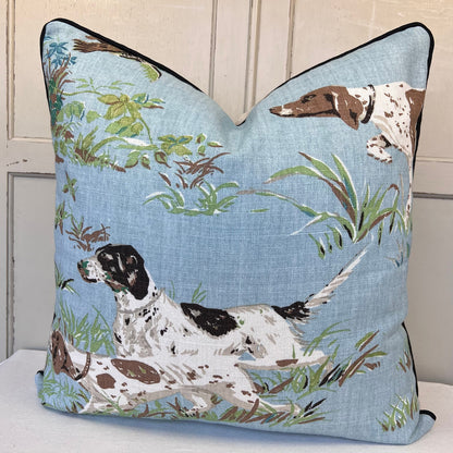 Schumacher Luxury Designer Pointers Sky Blue Lumbar Cushion Pillow Cover