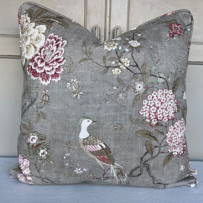 GP & J Baker Oriental Bird Luxury Designer Mole Grey Double Sided Cushion Pillow Cover