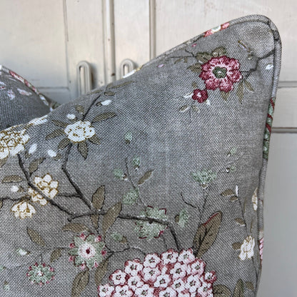 GP & J Baker Oriental Bird Luxury Designer Mole Grey Double Sided Cushion Pillow Cover