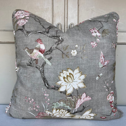 GP & J Baker Oriental Bird Luxury Designer Mole Grey Double Sided Cushion Pillow Cover