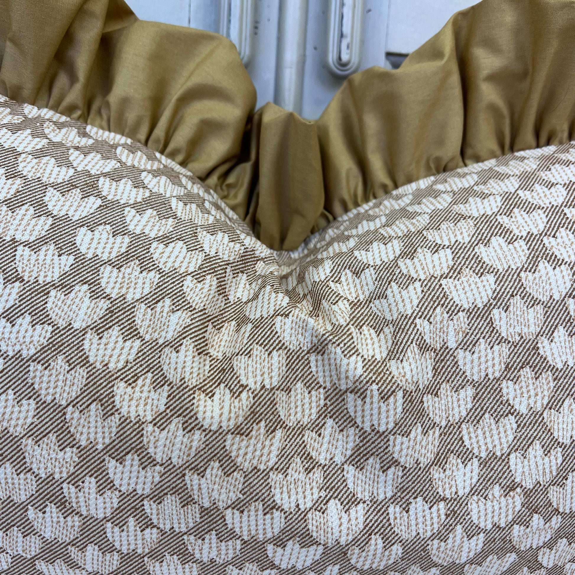 Cushions Made In Fermoie Eythorne Luxury Frilled Lumbar Beige Mustard Neutral Cotton Cushion Pillow Throw Cover