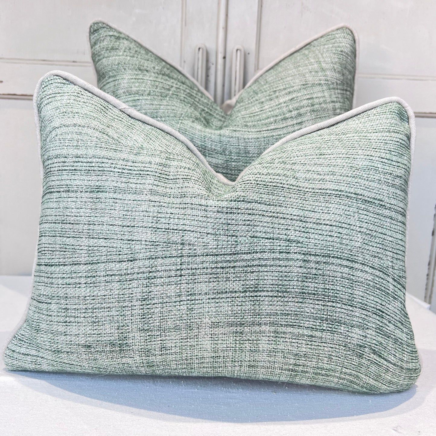 Cushions Made In Fermoie Wave Luxury Designer Decorative Rich Green Linen Cushion Pillow Throw Cover.