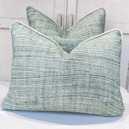 Cushions Made In Fermoie Wave Luxury Designer Decorative Rich Green Linen Cushion Pillow Throw Cover.